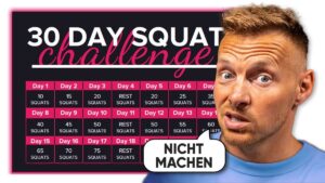 Thumbnail of the video titled "Warum Fitness Challenges NICHT zu empfehlen sind" from the channel CoachStef. The image features CoachStef standing with a skeptical expression, arms crossed, against a blurred gym background. Bold text overlay reads "Fitness Challenges: Warum NICHT?" in German, emphasizing the video's critical perspective on fitness challenges.