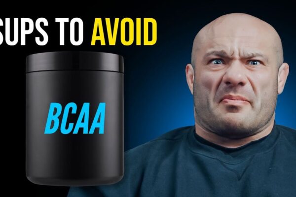 Thumbnail for video titled "Are You Wasting Money on Useless Supplements?" from Renaissance Periodization channel, featuring a person holding various supplement bottles with a skeptical expression.